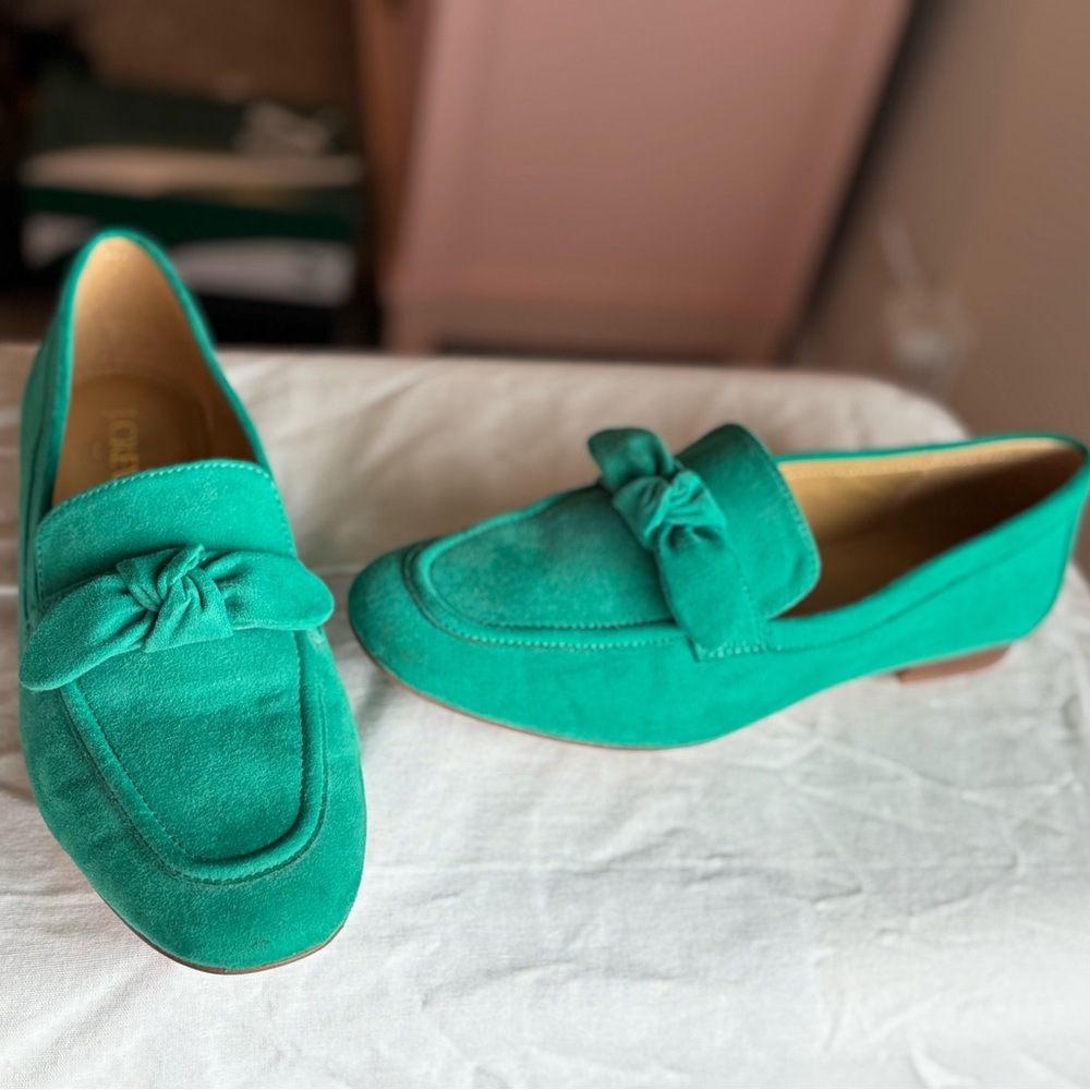 J. Crew Green Suede Loafers